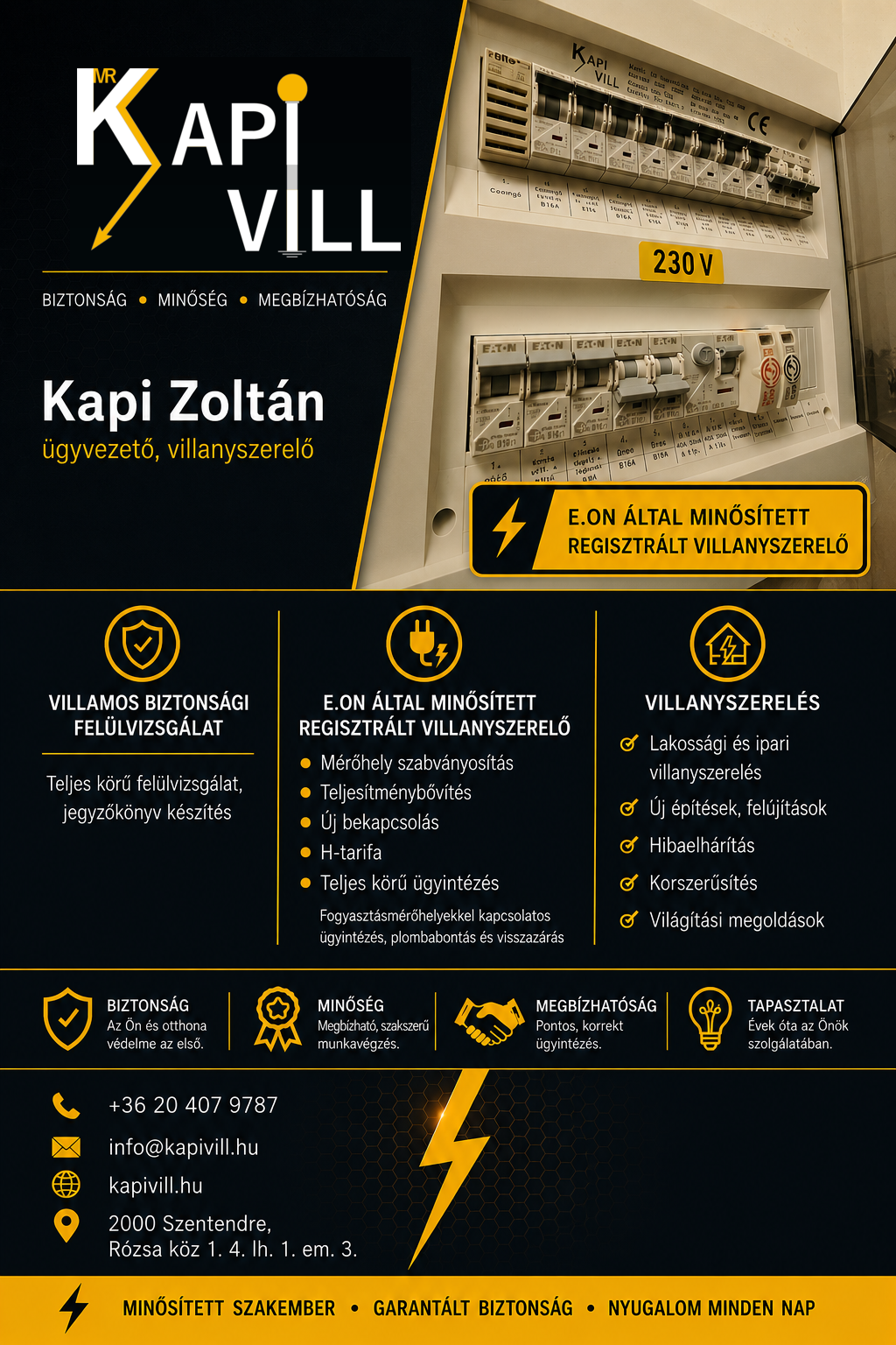 Kapi Vill által kivitelezett villamos elosztószekrény